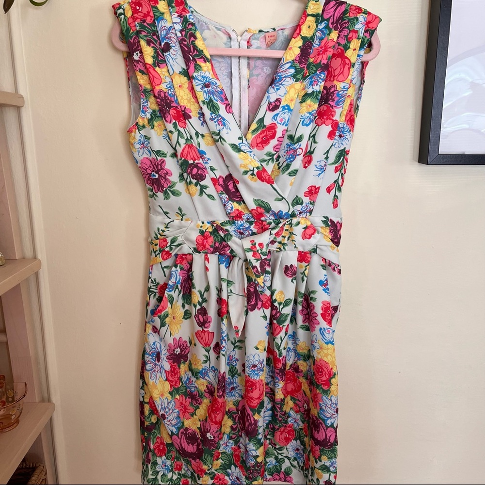 Farm Rio floral tiered sleeve pocket dress